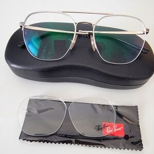 NEW! Ray-Ban Silver Aviator Eyeglasses/ Sunglasses 53-18-140
